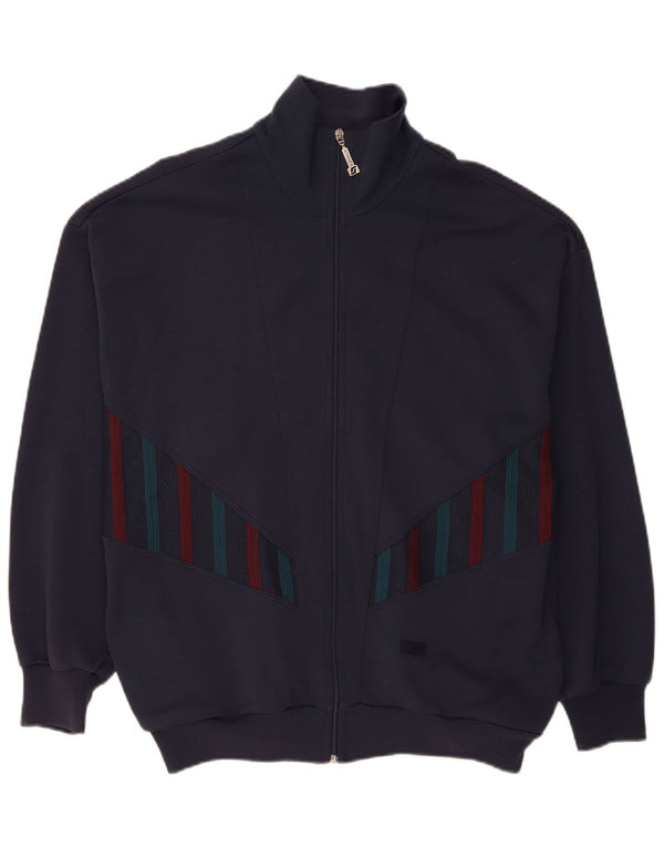Schneider Mens Tracksuit Top Jacket Large Navy Blue Geometric Polyacrylic