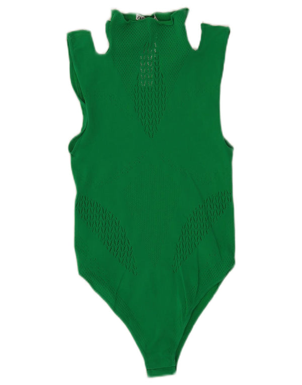 Body Zara pentru femei cu umăr dezactivat UK 12 Poliamidă verde mediu