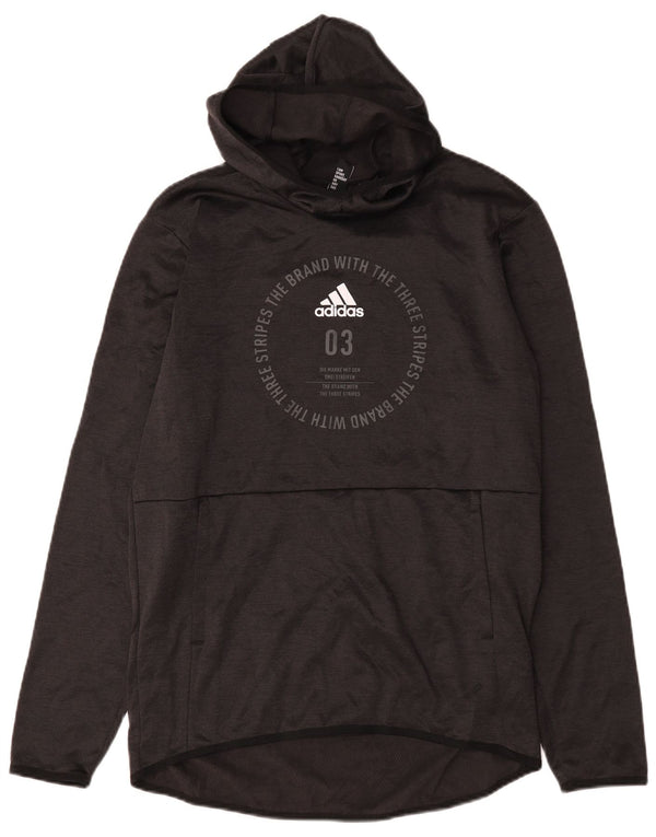 Felpa con cappuccio grafica Adidas Climawarm da uomo, media, in poliestere nero