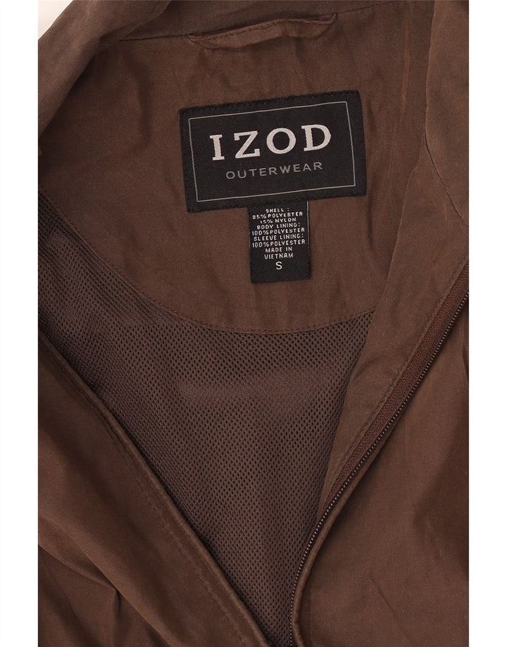 Izod Mens Bomber Jacket UK 36 Small Brown Polyester