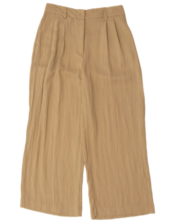 Zara Mujer Pantalones Chinos De Cintura Alta Pegged Grande W30 L28 Beige Lyocell