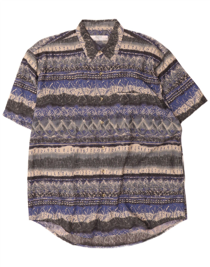 Camisa masculina de manga curta St. Bernard, viscose listrada multicolorida média