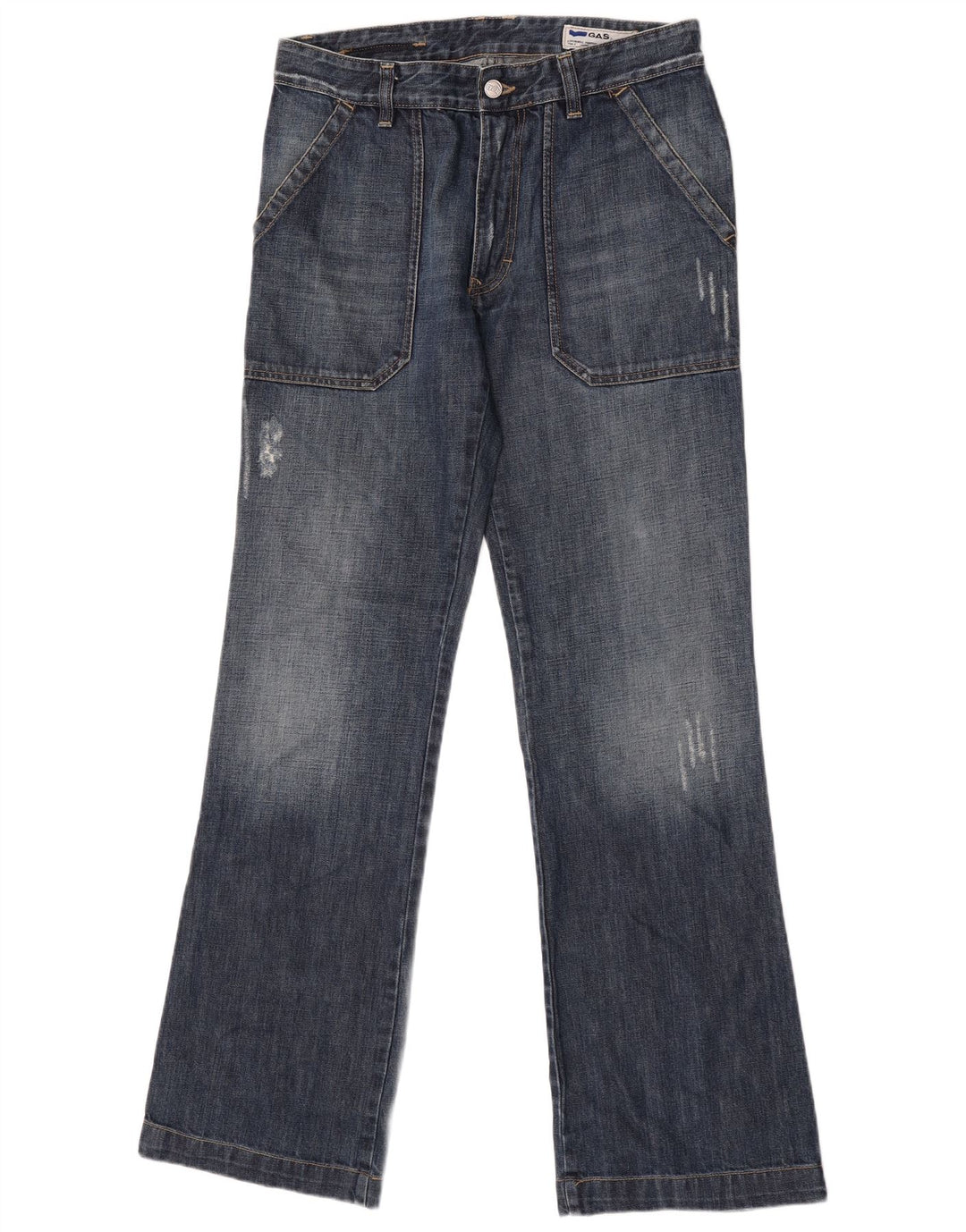 Мужские потертые джинсы GAS Bootcut W32 L34 синие