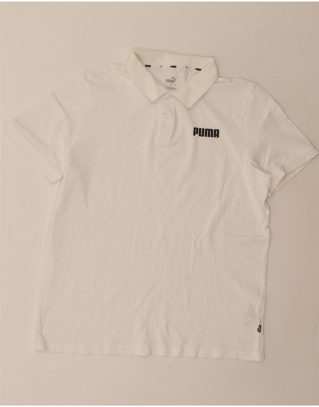 PUMA Mens Polo Shirt Large White Cotton