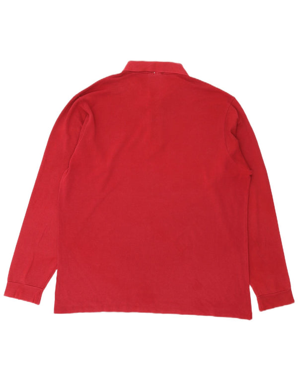 Lacoste Herren-Langarm-Poloshirt, Größe 6 XL, burgunderrote Baumwolle