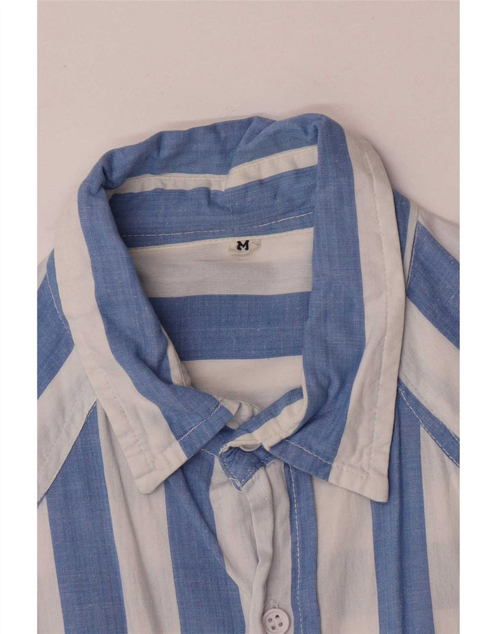 Camisa Vintage Para Hombre Rayas Azul Medianas