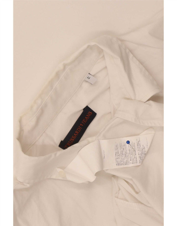 Trussardi Jeans Womens Shirt IT 44 Medium White Cotton