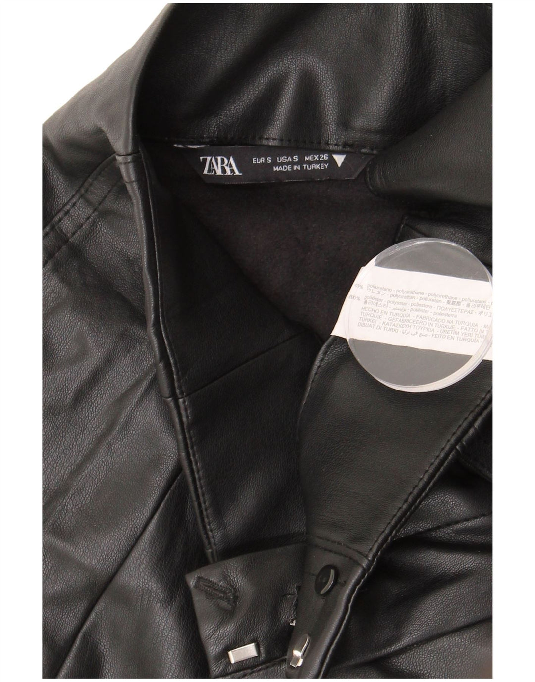 Zara Femme Mini Jupe En Simili Cuir Small W26 Noir Polyuréthane