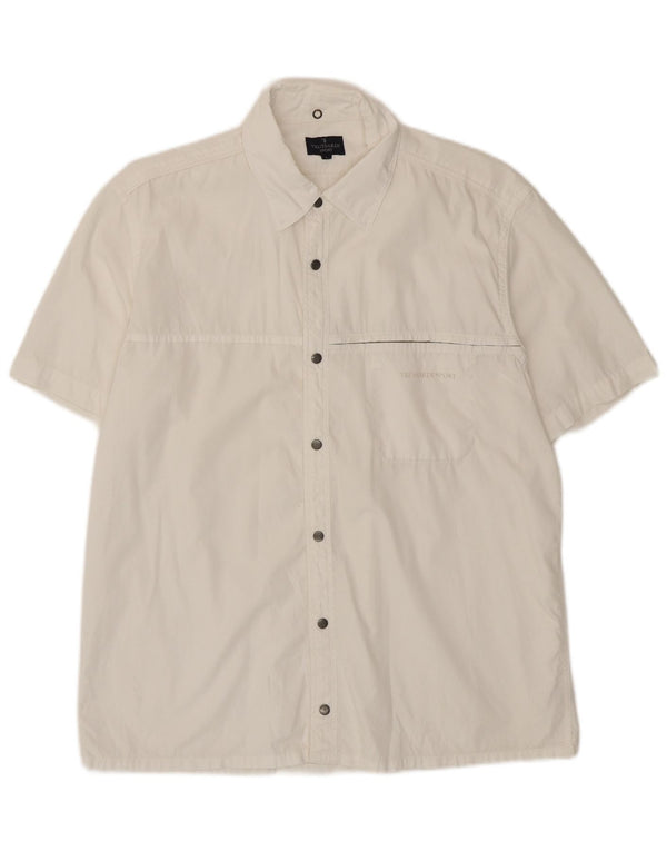 Trussardi Mens Short Sleeve Shirt Large White Cotton
