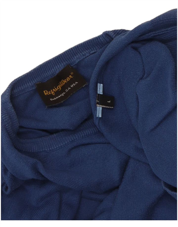 Refrigiwear Mens Crew Neck Jumper Sweater Large Blue