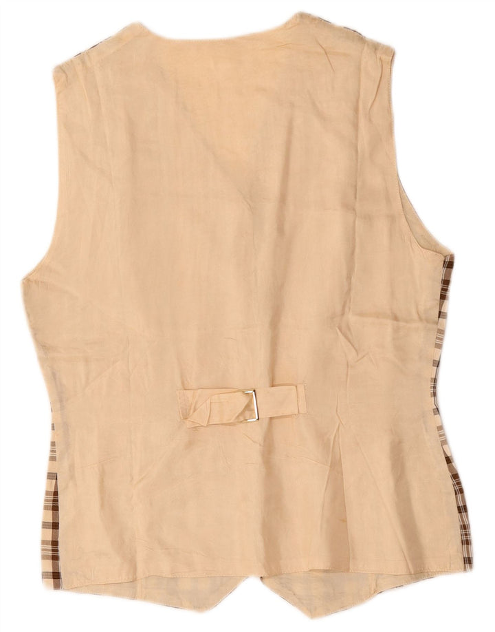 Vintage Womens Waistcoat UK 12 Medium Beige Check