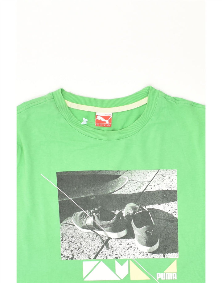 PUMA Mens Graphic T-Shirt Top UK 34/36 Small Green Cotton | Vintage Puma | Thrift | Second-Hand Puma | Used Clothing | Messina Hembry 
