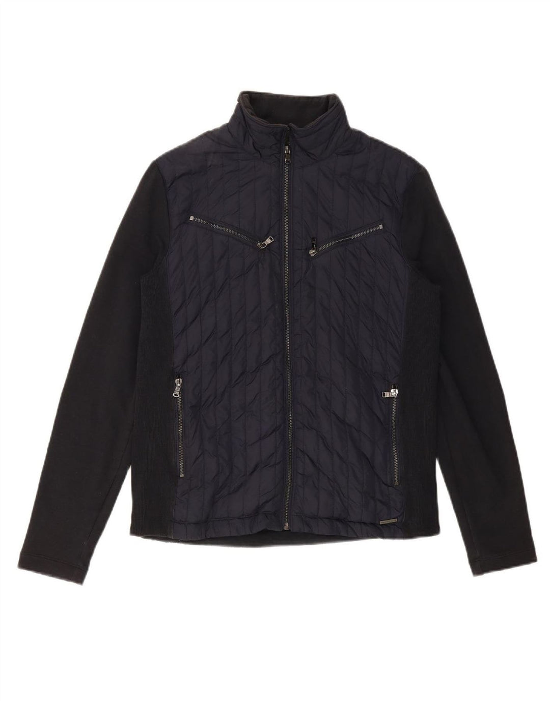 MICHAEL KORS Mens Bomber Jacket UK 36 Small Navy Blue Colourblock Cotton