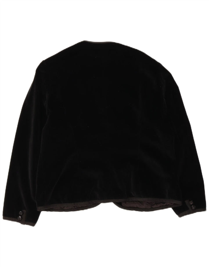 Vintage Dame 5 Button Velvet Blazer Jacket UK 14 Medium Black