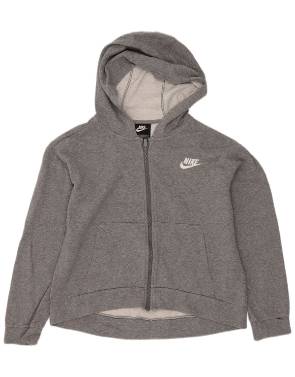 Felpa con cappuccio e zip Nike, vestibilità standard, per ragazze, 13-14 anni, XL, cotone grigio
