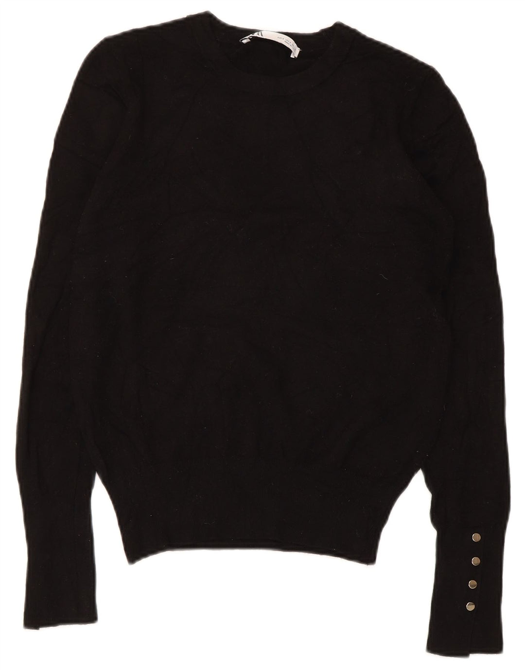 Zara Womens Crew Neck Jumper Sweater UK 10 Small Black