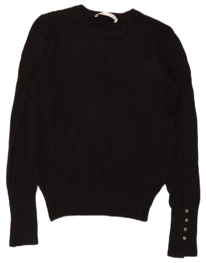 Zara Womens Crew Neck Jumper Sweater UK 10 Small Black