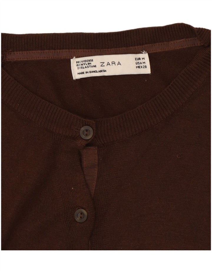 Zara Cardigan Femme Pull UK 14 Marron Moyen