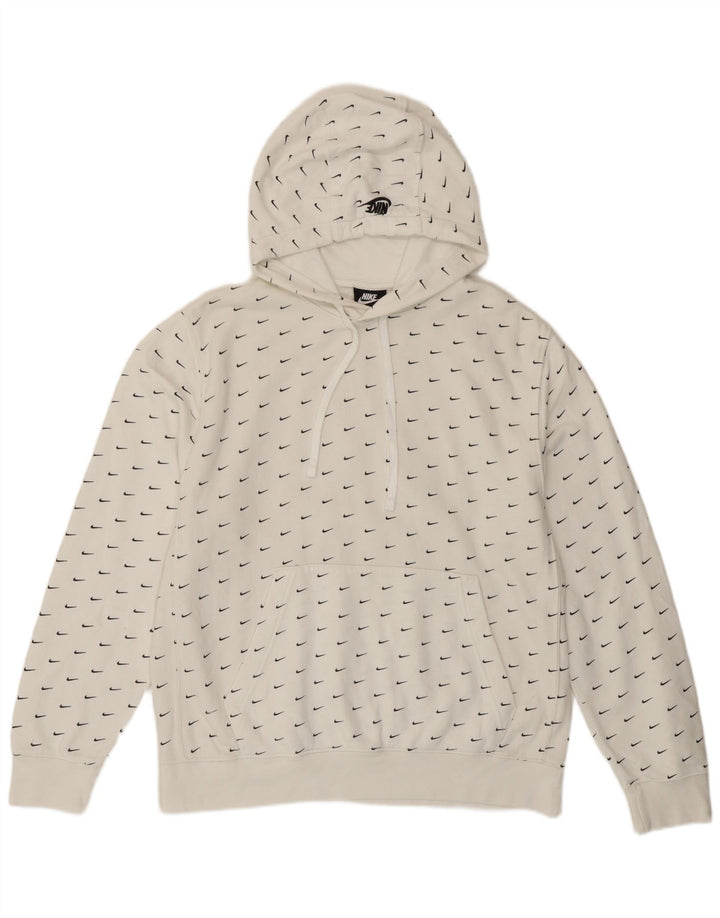 Nike Mens Graphic Hoodie Jumper Medium White Cotton