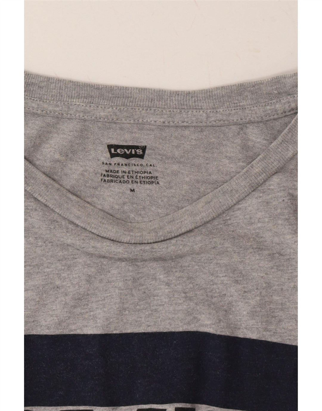 LEVI'S Womens Graphic T-Shirt Top UK 14 Medium Grey Cotton Vintage Levi's and Second-Hand Levi's from Messina Hembry 