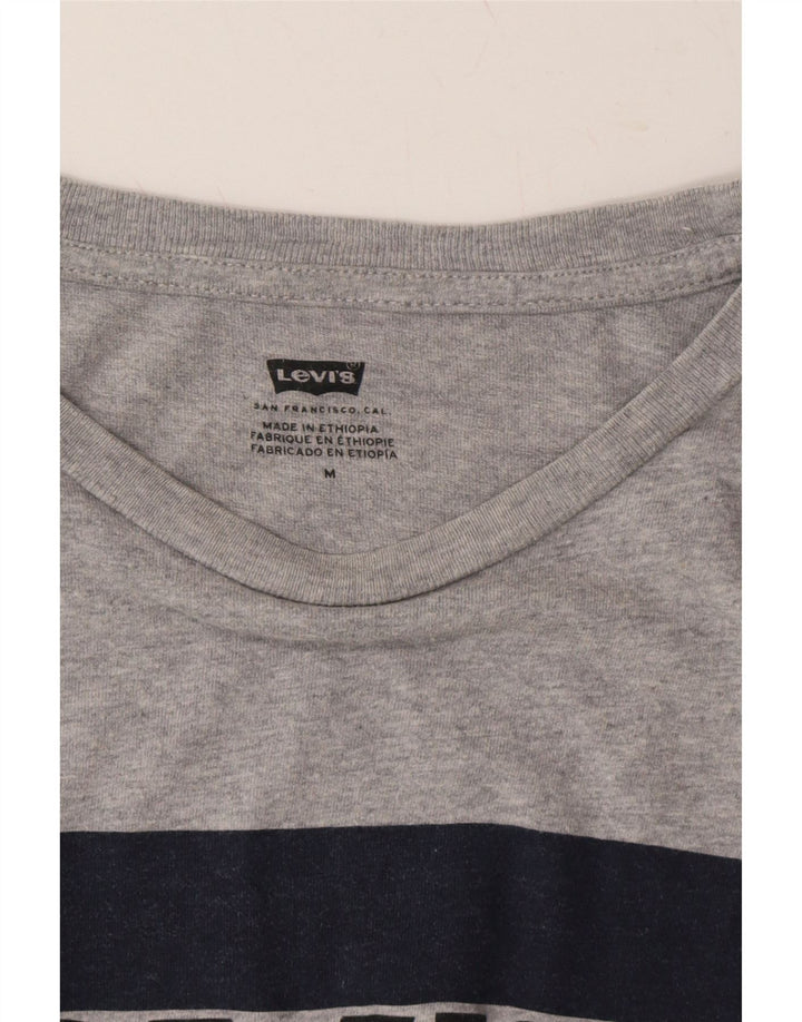 LEVI'S Womens Graphic T-Shirt Top UK 14 Medium Grey Cotton Vintage Levi's and Second-Hand Levi's from Messina Hembry 