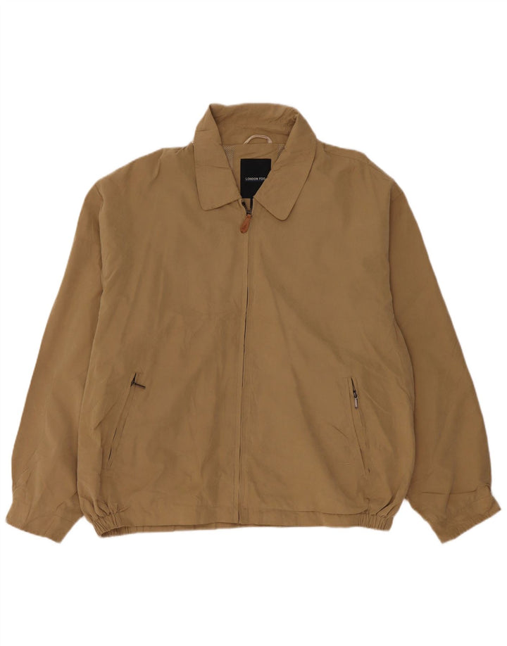 London Fog Mens Bomber Jacket UK 44 2XL Beige Polyester