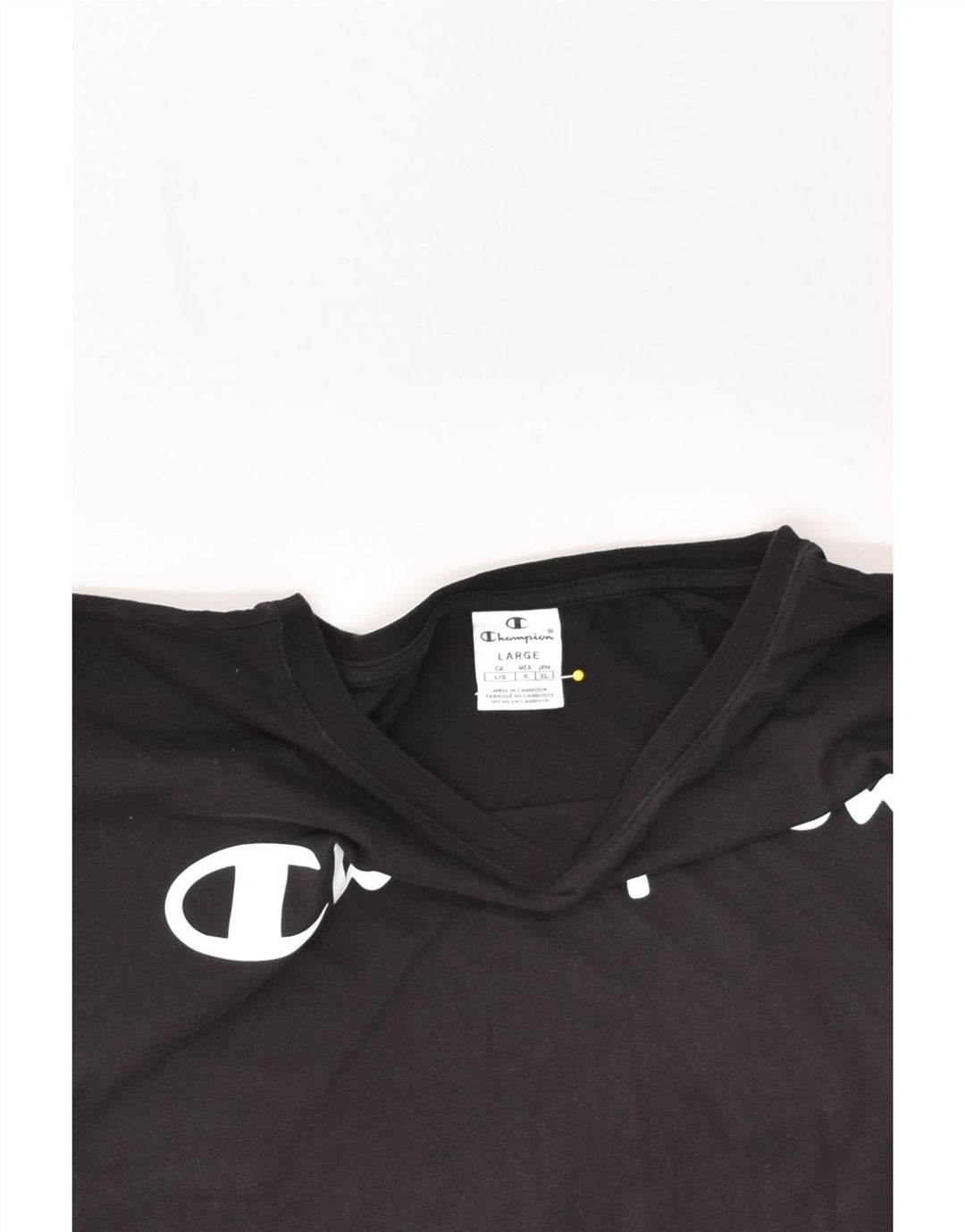 CHAMPION Womens Crop Graphic T-Shirt Top UK 16 Large Black Cotton | Vintage Champion | Thrift | Second-Hand Champion | Used Clothing | Messina Hembry 