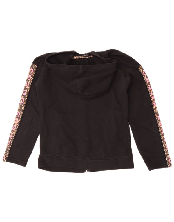 Guess Suéter con capucha y cremallera gráfica para mujer UK 6 XS Black Animal Print