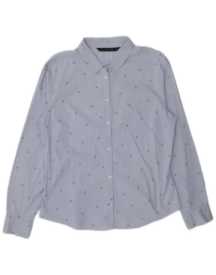 Женская рубашка с абстрактным узором Zara UK 18 XL, синяя