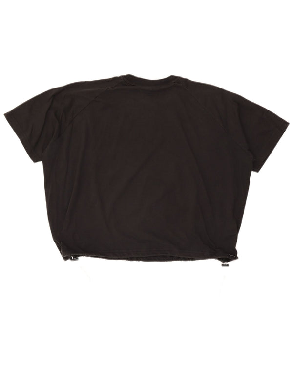 Adidas - Camiseta corta para mujer con gráfico de gran tamaño, talla 10, talla pequeña, algodón negro