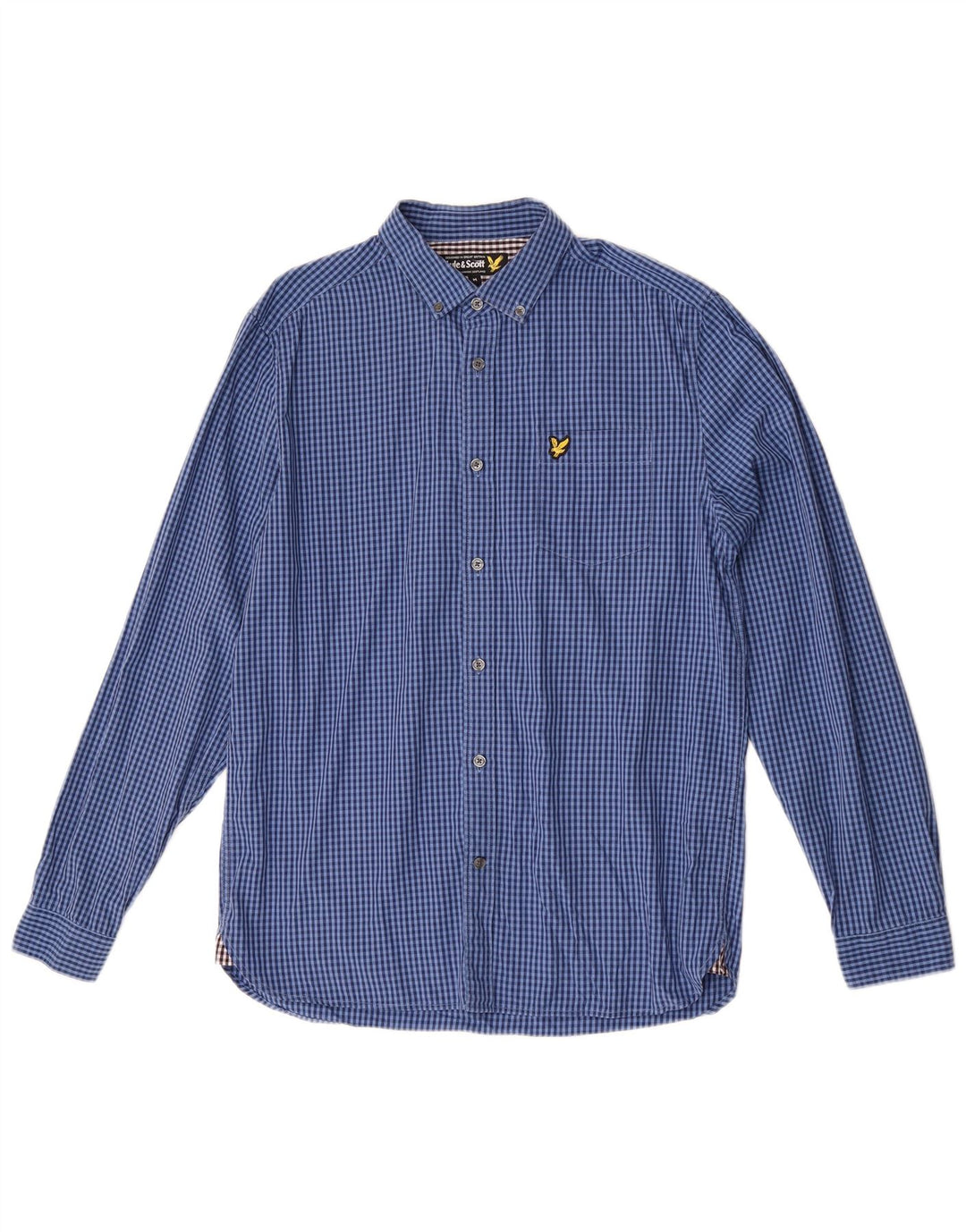 Lyle & Scott Herreskjorte Medium Blue Gingham Cotton