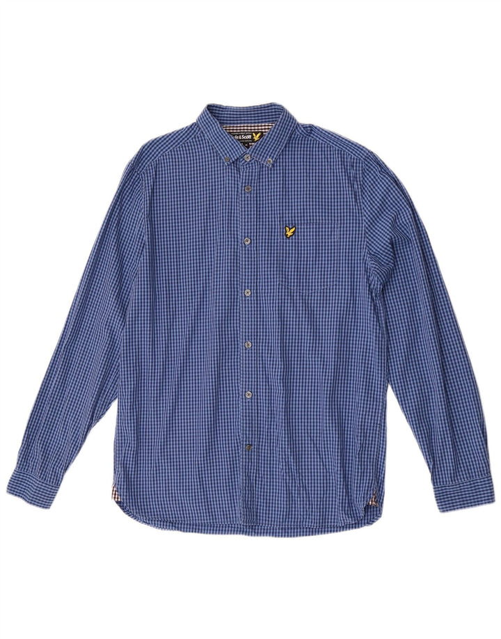 Lyle & Scott Herreskjorte Medium Blue Gingham Cotton