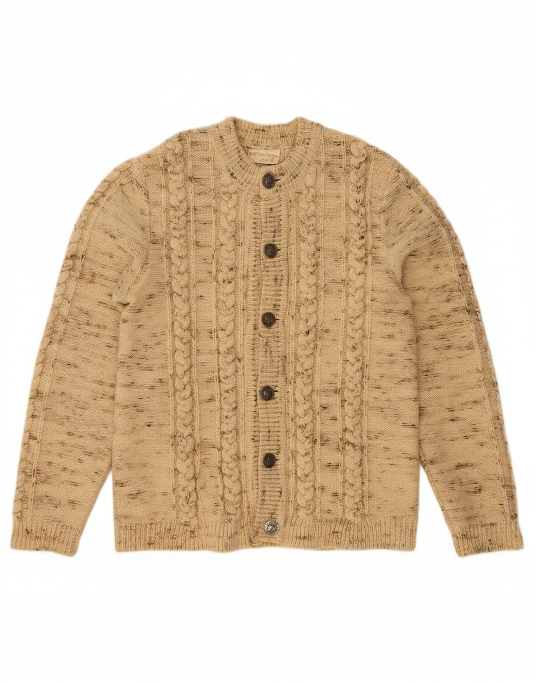MOSCHEN MODELL Suéter cardigã feminino Trachten UE 50 3XL bege salpicado