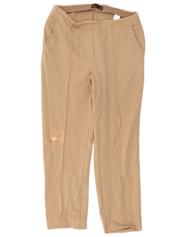 Marks & Spencer Womens Straight Casual Trousers UK 12 Medium W30 L26 Beige