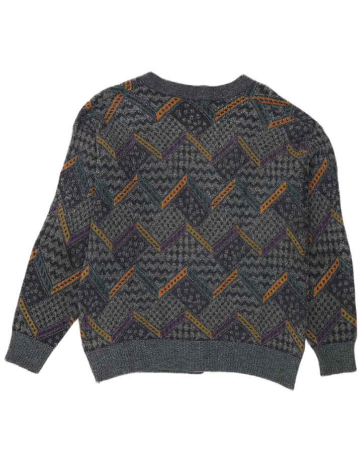 Breidhof Mens Cardigan Sweater Medium Blue Patchwork