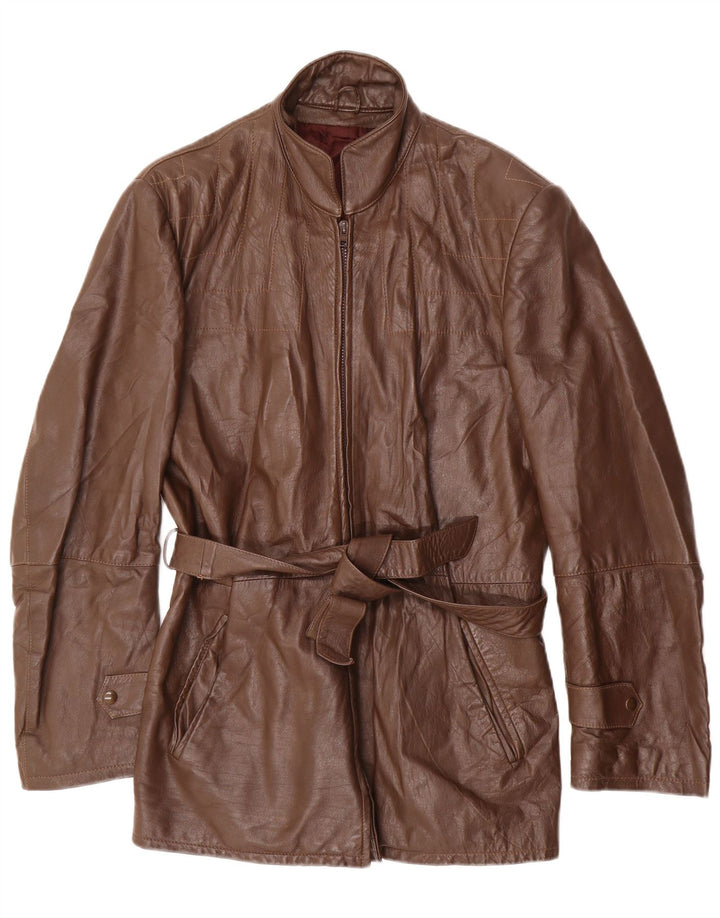 Vintage Womens Leather Jacket IT 50 XL Brown