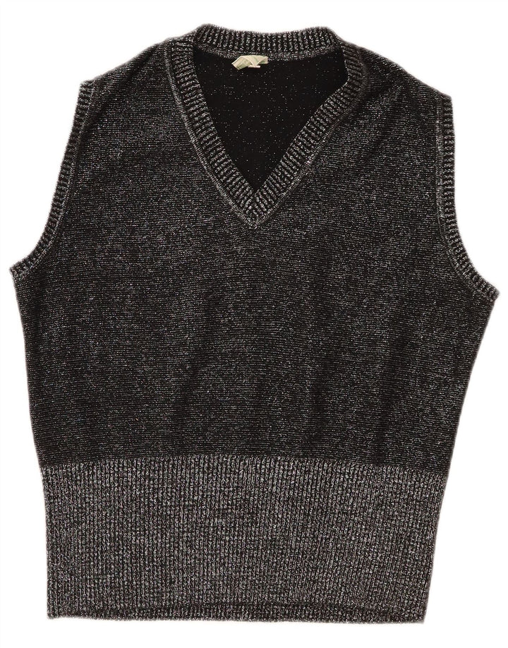 Vintage Womens Vest Tank Top IT 44 Medium Grey Flecked Polyacrylic