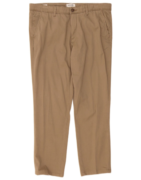 Jack & Jones Mens Slim Chino Trousers W36 L27 Beige Cotton