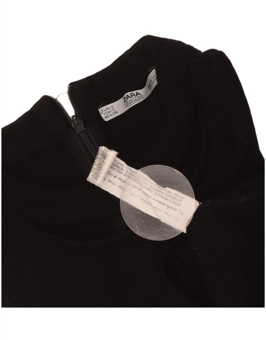 Zara Womens Sleeveless Crop Top UK 8 Small Black Viscose