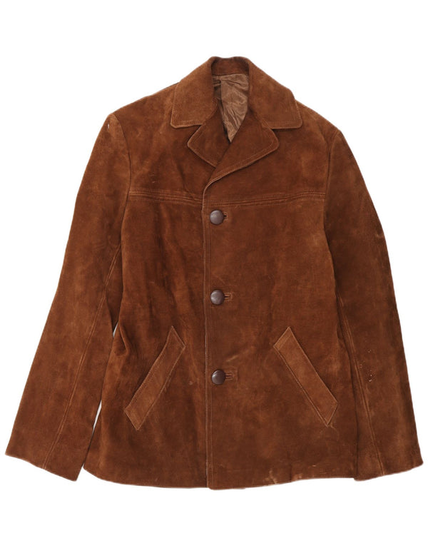 Vintage Mens Suede Jacket UK 36 Small Brown