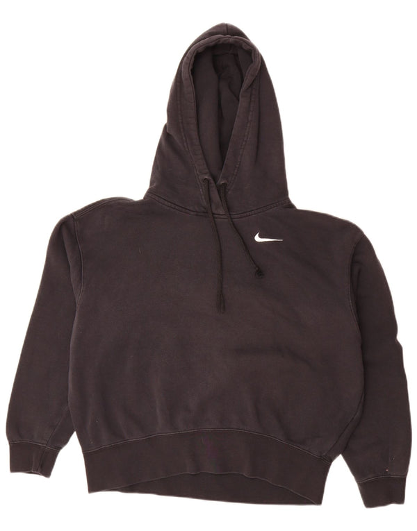 Nike Womens Crop Oversized Hoodie Jumper UK 6 XS Black Cotton
