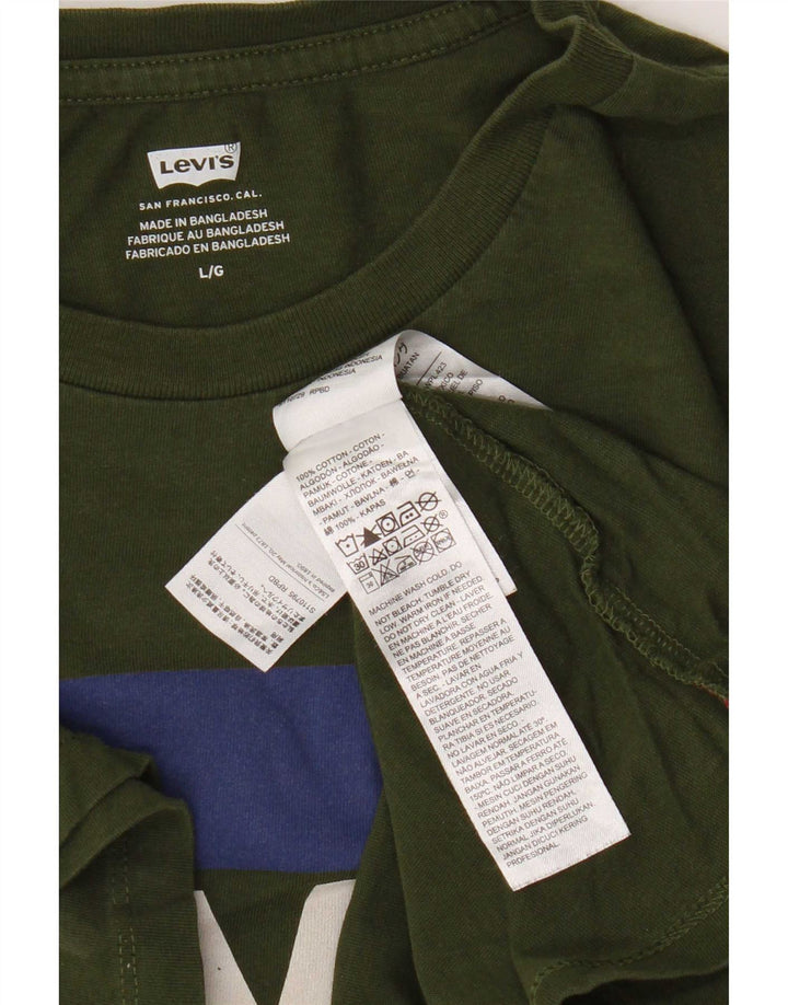 Levi's Camiseta gráfica para hombre Top grande de algodón verde