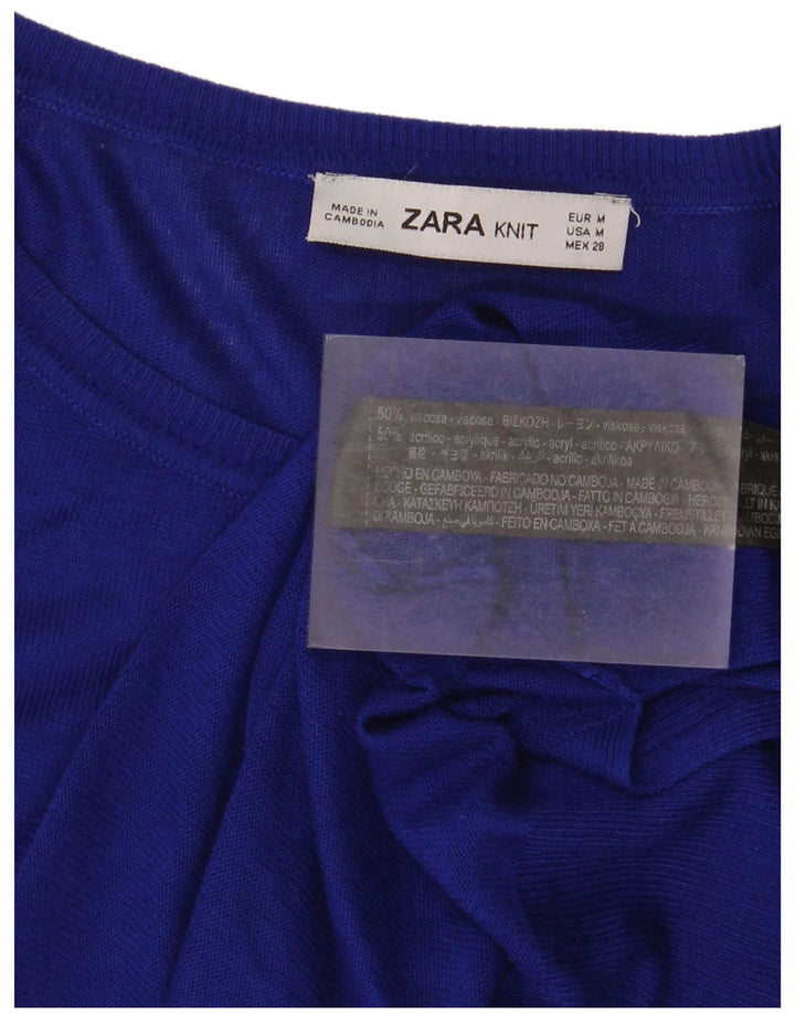 Zara Womens Oversized Blouse Top UK 14 Medium Blue Viscose