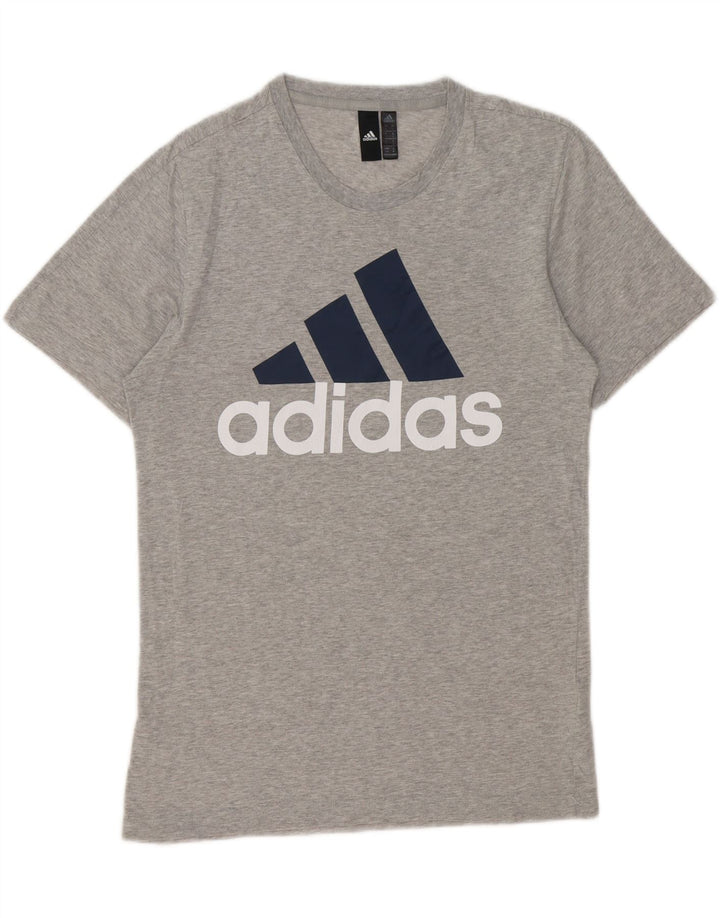 ADIDAS Mens Graphic T-Shirt Top Small Grey Cotton Vintage Adidas and Second-Hand Adidas from Messina Hembry 