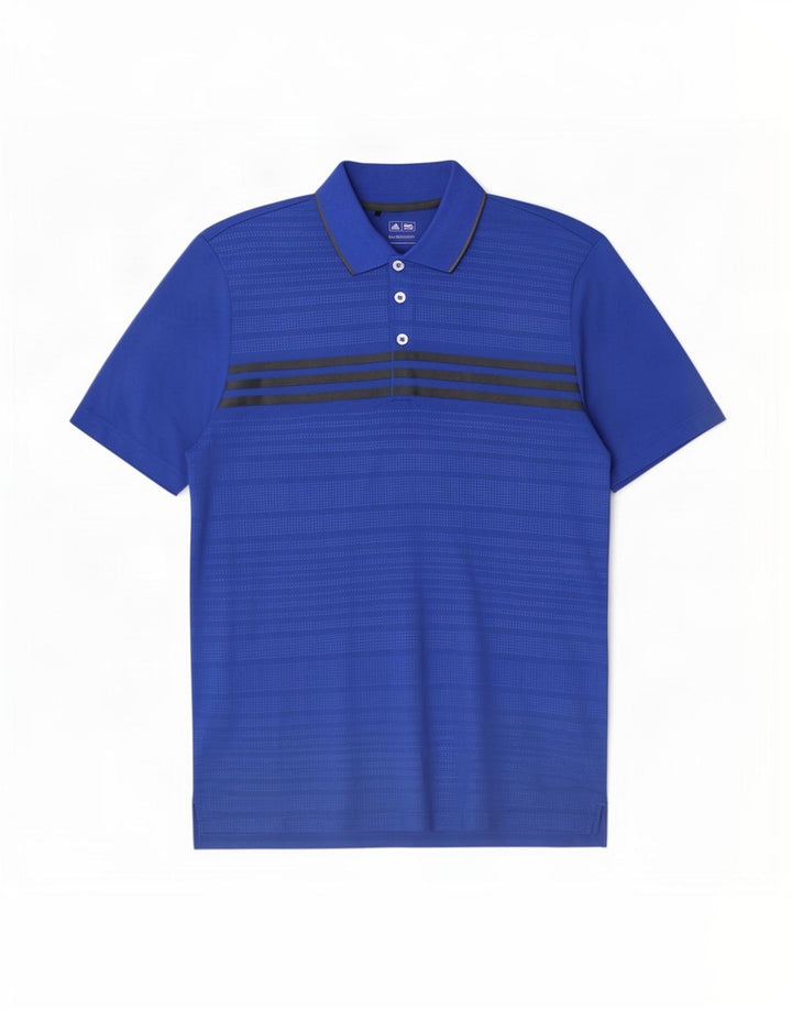 Ανδρικό πουκάμισο Adidas Polo με μεσαίο μπλε ριγέ πολυεστέρα