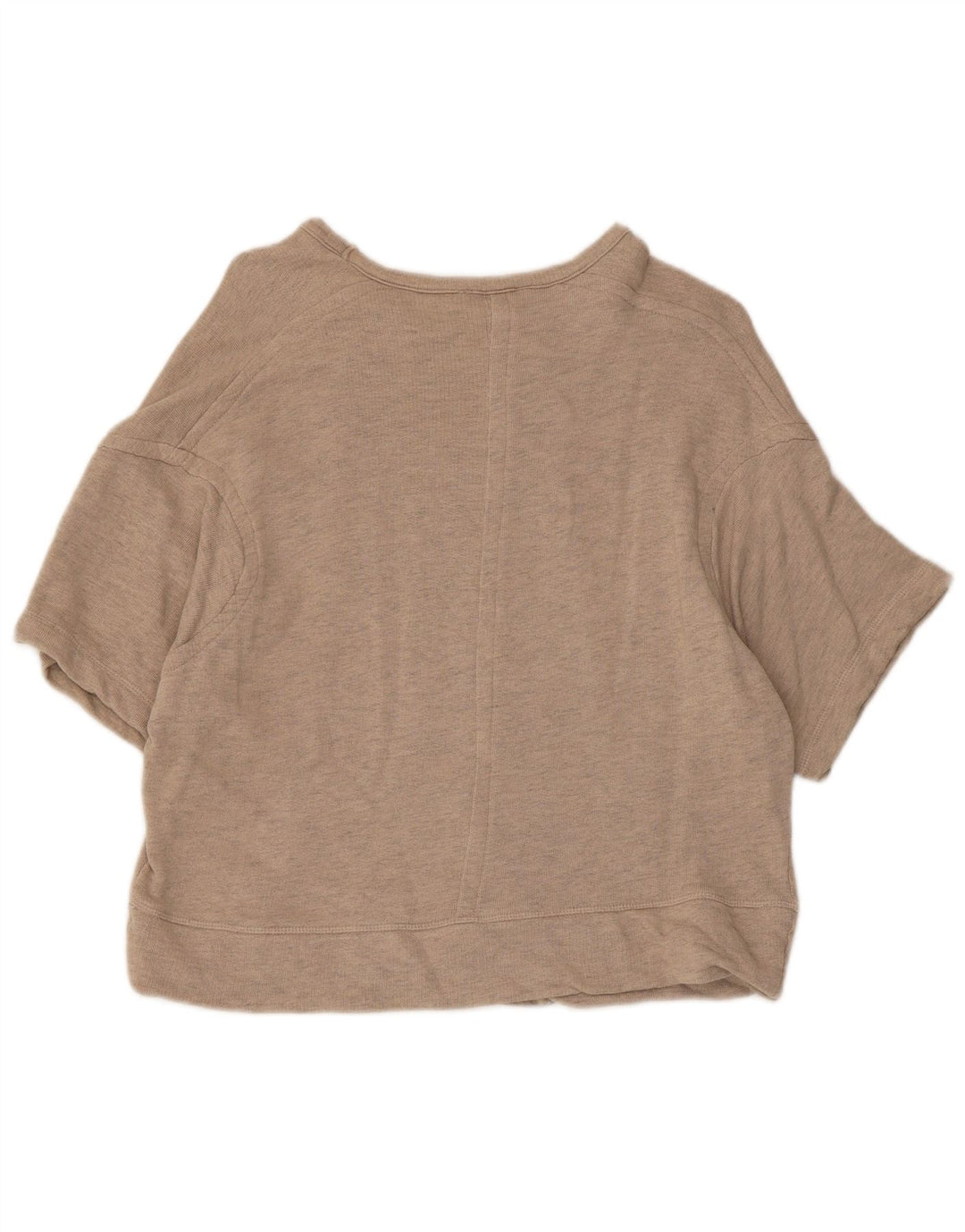 Zara Womens Short Sleeve Oversized Sweatshirt Jumper UK 10 Small Beige