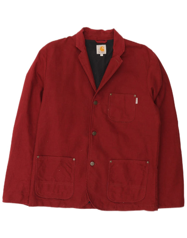 Carhartt Mens 3 Button Blazer Jacket UK 40 Large Burgundy