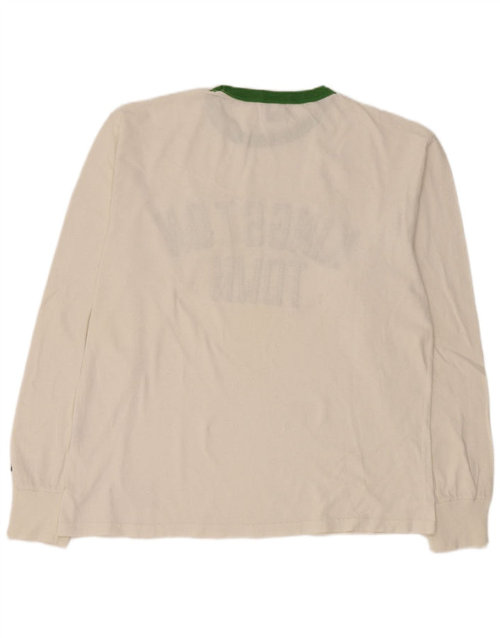 Franklin & Marshall Mens Graphic Top Manga Larga Grande Algodón Blanco