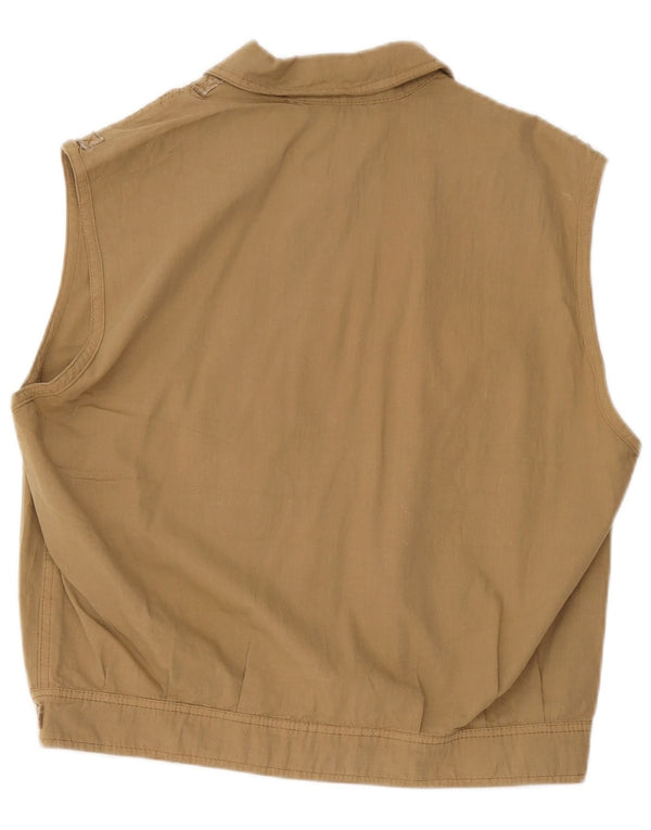 Faciba Gilet utilitaire surdimensionné pour femme IT 44 en coton floral beige moyen