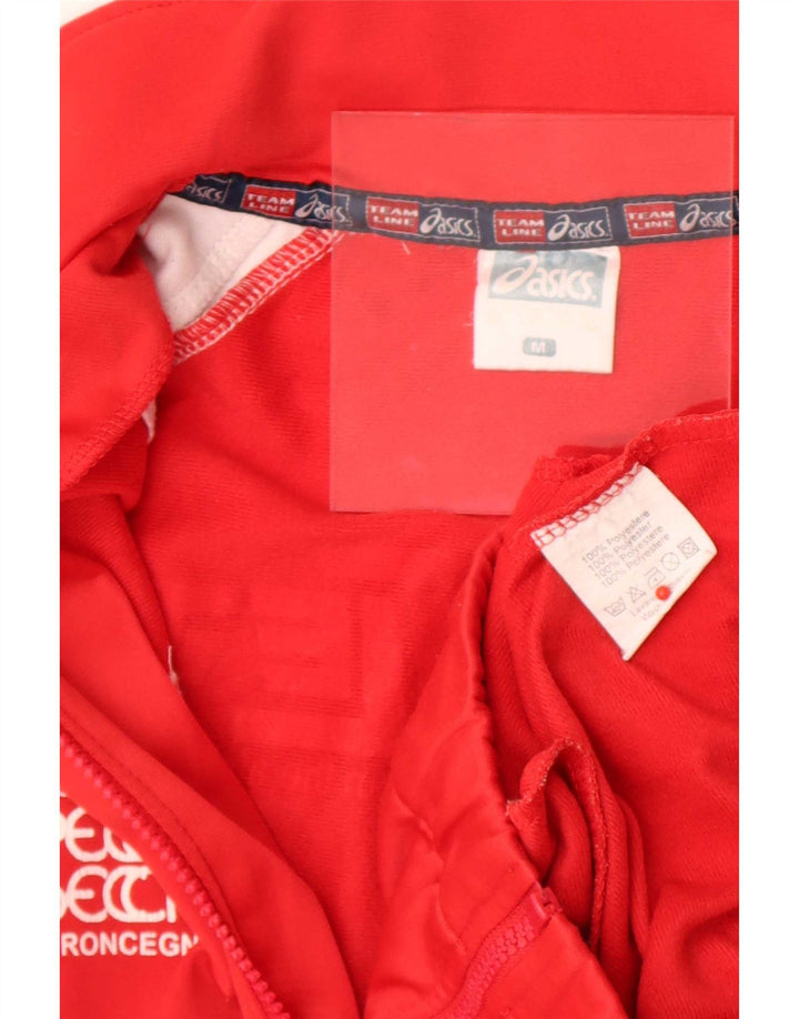 Asics Mens Graphic Tracksuit Top Jacket Medium Red Colourblock Polyester